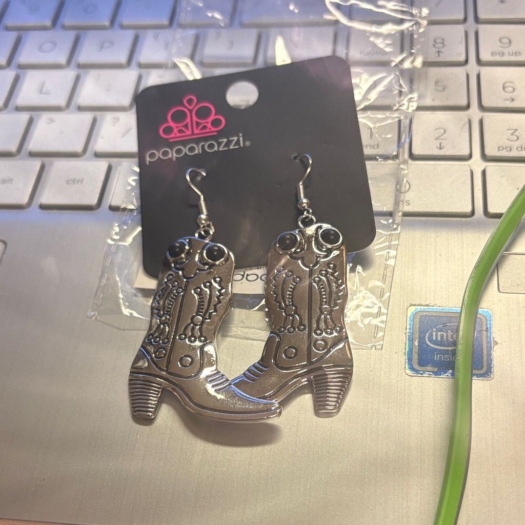 Paparazzi Western Silver Boot Earrings